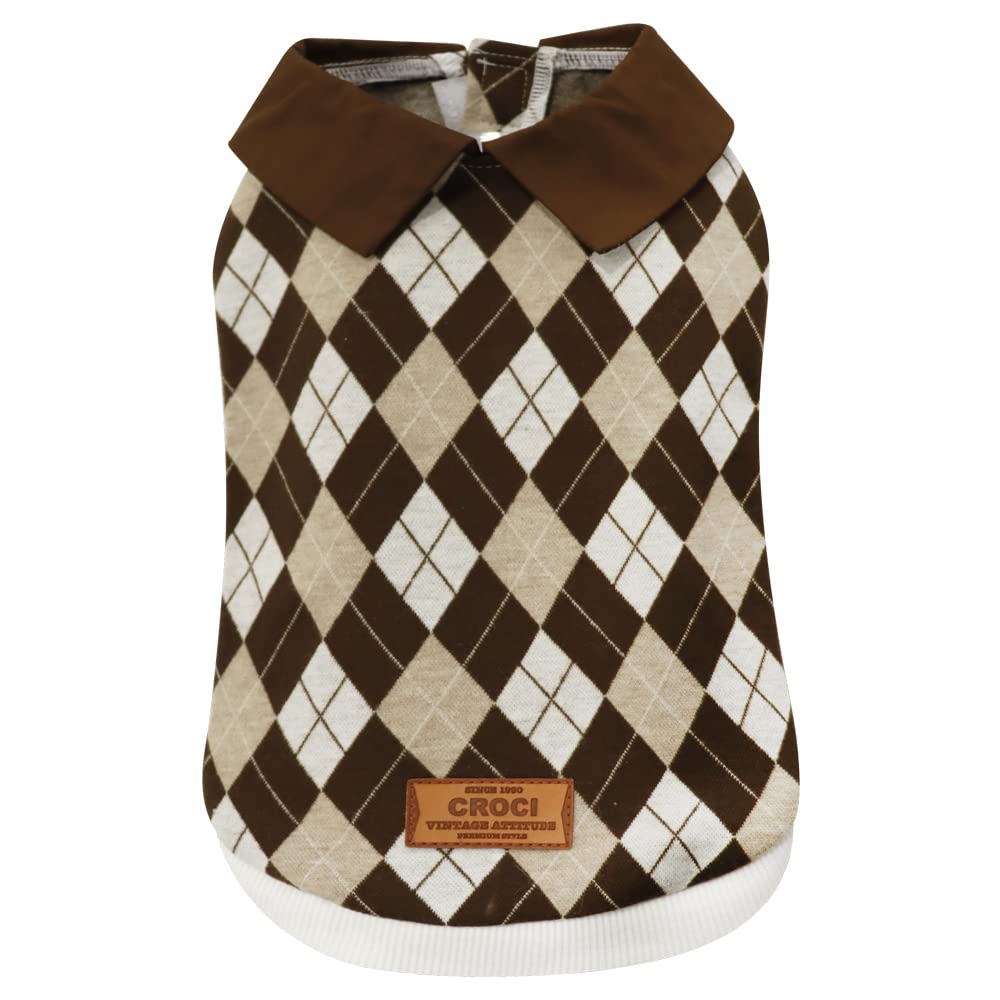 Croci Sweater For Dogs Hutch, Back Size 35 Cm, Diamond Decoration, Adjustable, With Hole For Leash And Harness, Brown Color