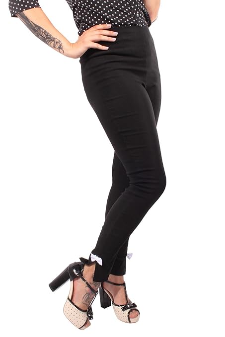 SugarShock Damen Retro Rockabilly High Waisted Zigarette Hose Skinny fit schwarz