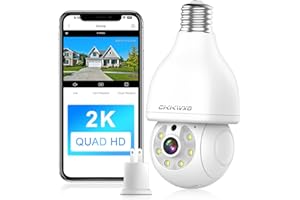 CiKiKWXO Light Bulb Security Camera,2K Wireless Light Bulb Camera,2.4GHz WiFi Light Socket Security Cam with Motion Detection,Two-Way Talk,24/7 Recording,Compatible with Google Assistant & Alexa