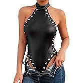 Women's Sexy Lingerie Leather Sleepwear Cosplay Dress Bodysuit Gift for Girlfriend, Clubwear