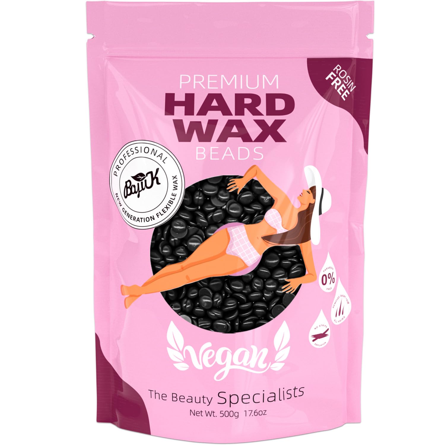 Wax Beads, BOYUJK Professional Hard Wax Beads for Full Body, Facial And Legs, Painless Gentle Hair Removal Wax Beads for Women and Men (500g, Black),Pack of 1