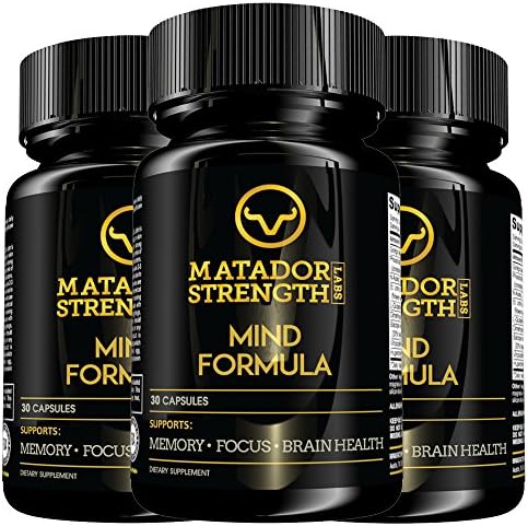 DMAE Ginkgo Biloba Memory Vitamins - Natural Brain Function Support with St. John's Wort L-Glutamine Bacopa Monnieri for Focus, Clarity, Energy, Performance, Neuro Balance - 3 Bottles Made in USA