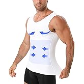 YOWODA Compression Shirt Men, V-Neck Slimming Body Shaper Tank Top Shapewear Undershirt for Gynecomastia Tummy Control