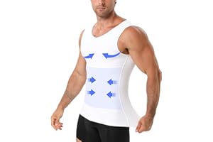 YOWODA Compression Shirt Men, V-Neck Slimming Body Shaper Tank Top Shapewear Undershirt for Gynecomastia Tummy Control