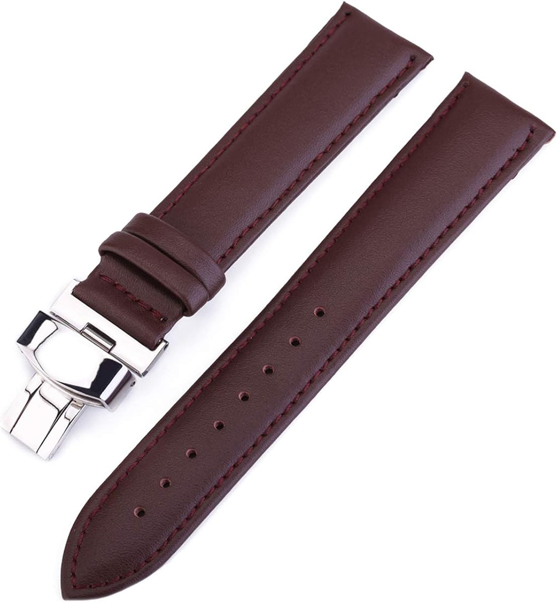 Butterfly Buckle Leather Straps 12 24mm Watch Accessories Brown Colors
