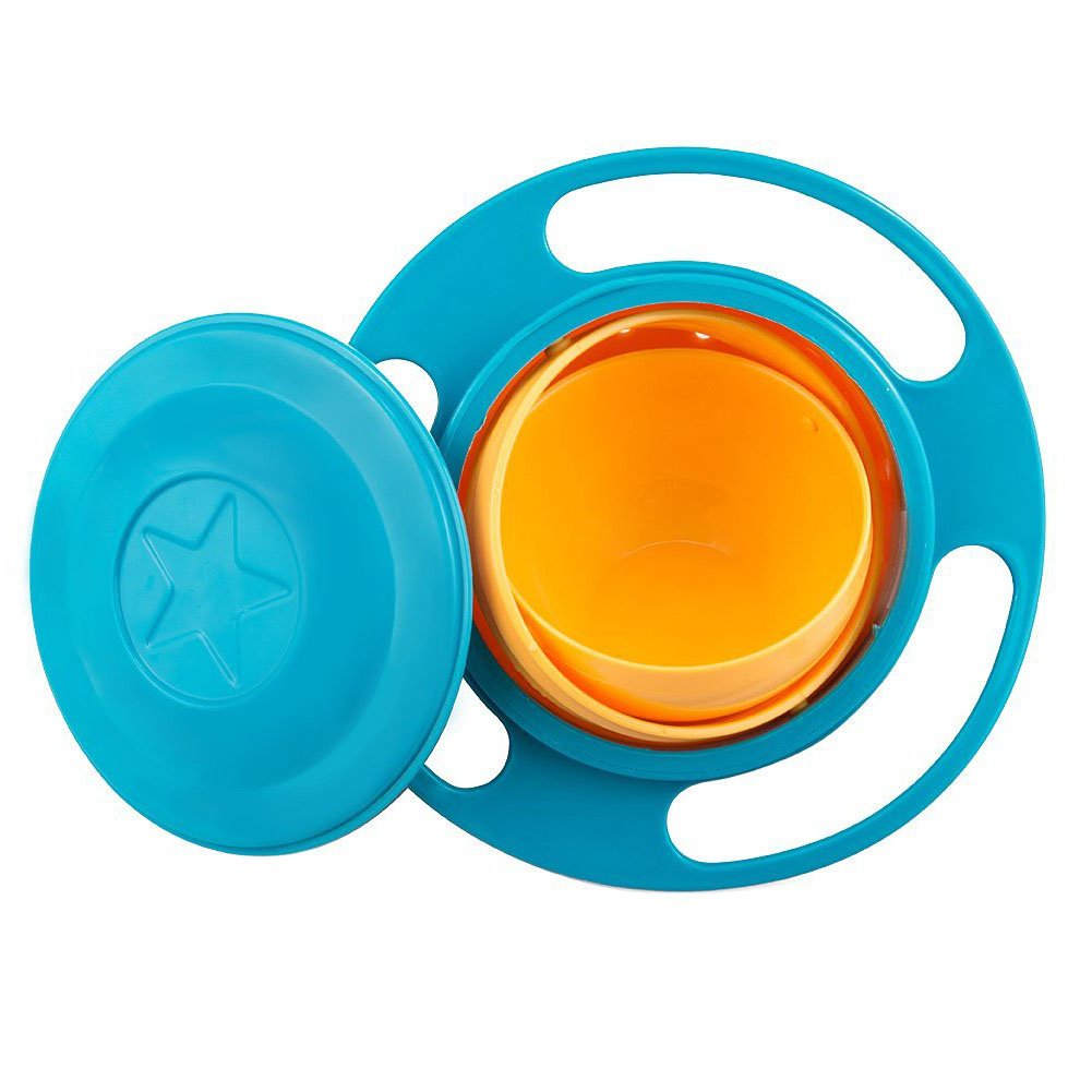 Gearmax UFO-Shaped Baby Bowl, Overturn Gyro Bowl 360-Degree Rotation Training Bowl Resistant to Spill