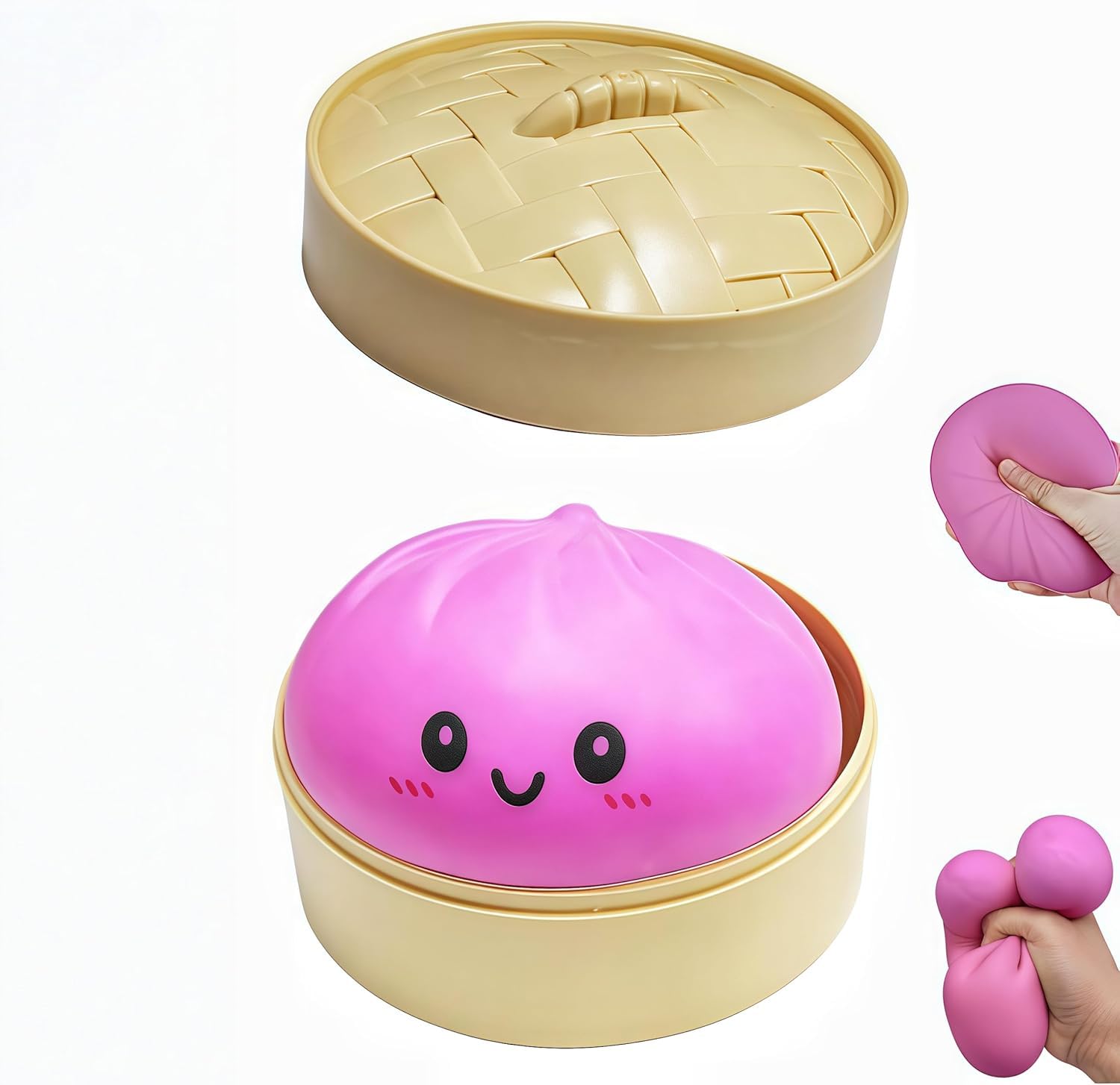 Dumpling Squishy, Mystery Dumpling Squishy, Dumplings Sensory Squeeze Toy for Stress Relief, Soft Squeeze Decompression Dough for Adults Classroom Prizes & Party Favors (Pink)