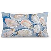 XYDEG Coastal Beach Room Decor 12x20 Pillow Cover, Coastal Beach Blue Oysters Shell Decorative Lumbar Pillow Covers for Bedroom Living Room Home Dorm Sofa Couch