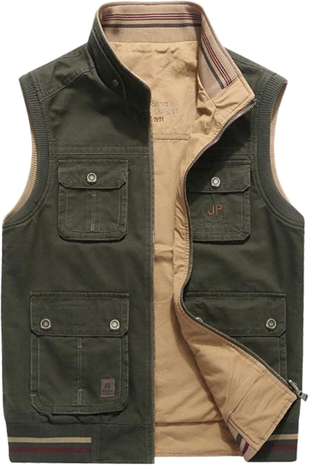 Men's Outdoor Sport Vest Cotton Coat Safari Vest with Multi Pocket