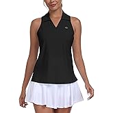 MoFiz Women's Sleeveless Golf Polo Shirts UPF50+ Athletic Tennis Tops Lightweight Racerback Tank Tops Pickleball Shirt