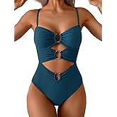 Eomenie Womens Cutout One Piece Swimsuit with Ring Linked Sexy Monokini Bathing Suit for Beach Vacation