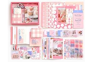 LA QUEENIE Aesthetic Scrapbook Kit,326pcs Scrapbooking Supplies Kit,Art Journaling Supplies with Stationery,A6 Grid Notebook,Scrapbook Gift for Teen Girl Kid