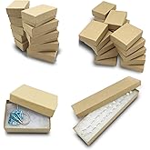 TheDisplayGuys - 25-Pack #99 Cotton Filled Cardboard Paper Jewelry Boxes Gift Case - Kraft Brown (5 Sizes Assortment) - for Shipping or Storage