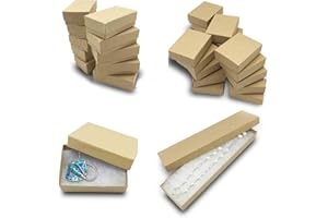 THEDISPLAYGUYS FOR YOUR MODERN LIVING TheDisplayGuys - 25-Pack #99 Cotton Filled Cardboard Paper Jewelry Boxes Gift Case - Kraft Brown (5 Sizes Assortment) - for Shipping or Storage