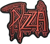 Papapatch Pizza Grim Reaper Skull Ghost God Of Death Scythe Motorcycle Riding Rider Biker Vest Jacket Embroidered Sewing Iron on Patch - Black and Red (PIZZA-GRIM-BKRD)