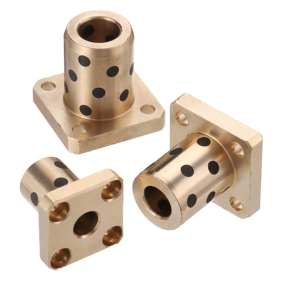 ZHANGAO Machifit LMK8/10/12UU Oil Free Linear Bushing Flange Graphite Copper Alloy Sleeve Slide Ball