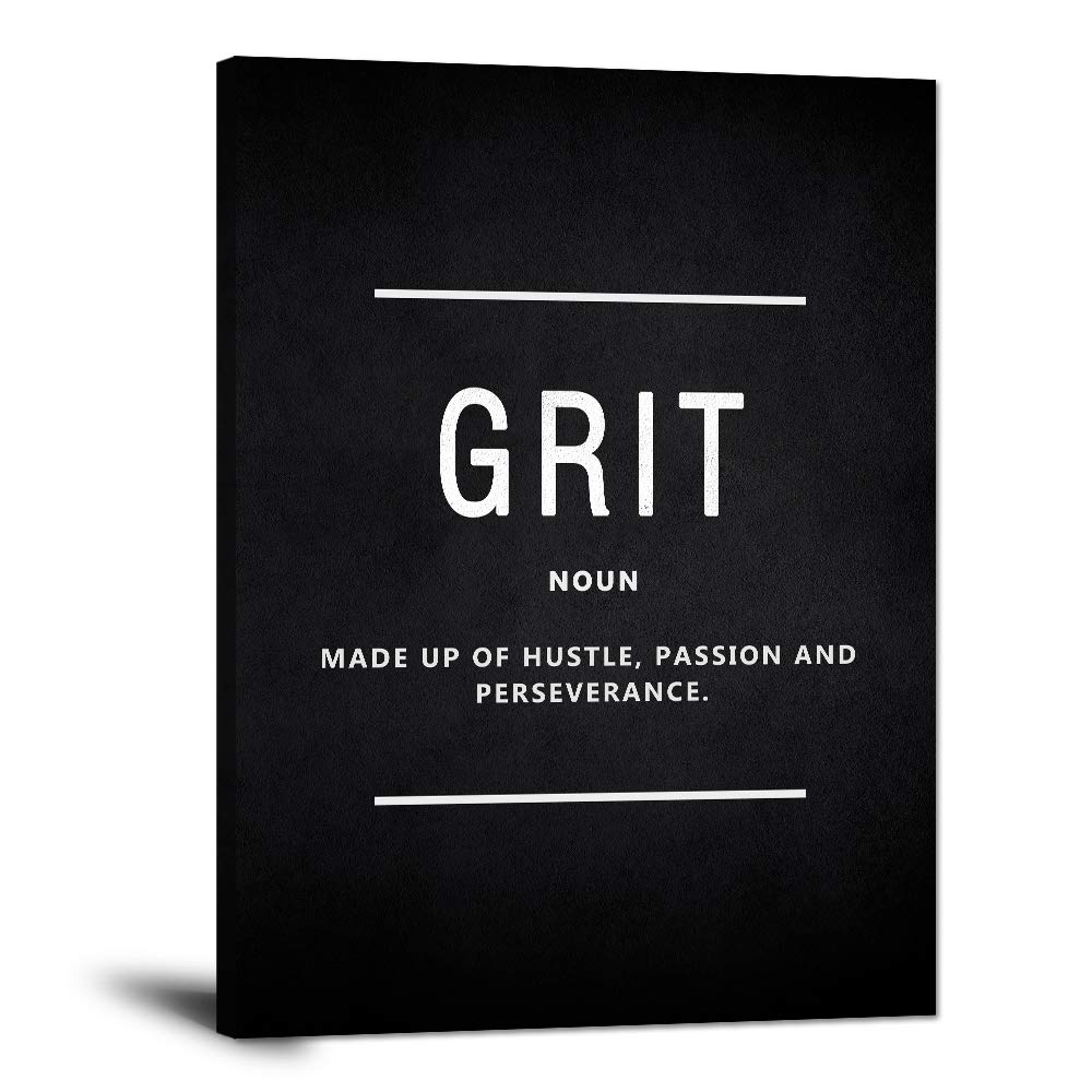 Inspirational Wall Art Motivational Posters Prints on Canvas Modern Inspiring Quotes Office Painting Grit Noun Picture Wooden Framed Artwork Decor for Living Room Office Home Easy to Hang (18”Wx24”H)
