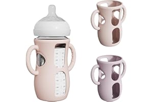 2 Pack Silicone Sleeves for Avent Natural Glass Bottles, Anti Breakage Bottle Protector with Easy-Grip Handle, Compatible Phi