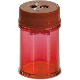 Officemate Twin Pencil/Crayon Sharpener-Red, 2 pk