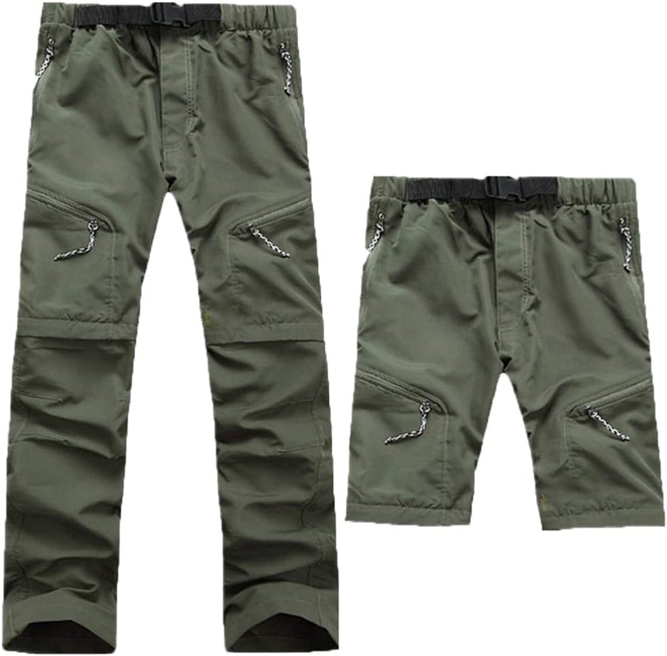 Evere Men Mountain Pants Convertible Lightweight Outdoor Sports Quick Dry Cargo Trousers Hiking Fishing Camping,Army Green,S