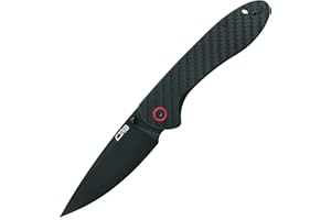 CJRB CUTLERY Folding Knife Feldspar(J1912) AR-RPM9 Powder Steel Black PVD Blade Carbon fiber Handle Pocket Knife EDC Knife, Carbon Fiber Handle