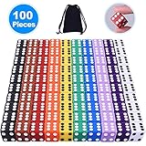 Austor 100 Pieces Game Dice Set, 10 Colors Square Corner Dice with Free Storage Bag, Play Games Like Tenzi, Farkle, Yahtzee, Bunco or Teaching Math