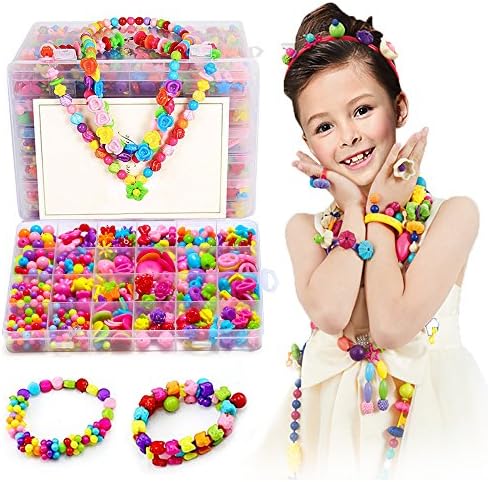Kyson 550PCS Crafting Beads Set DIY Jewellery Making Kit for Girls Necklace and Bracelet,Perfect Christmas Birthday Gift,Must-have Toys for Kids