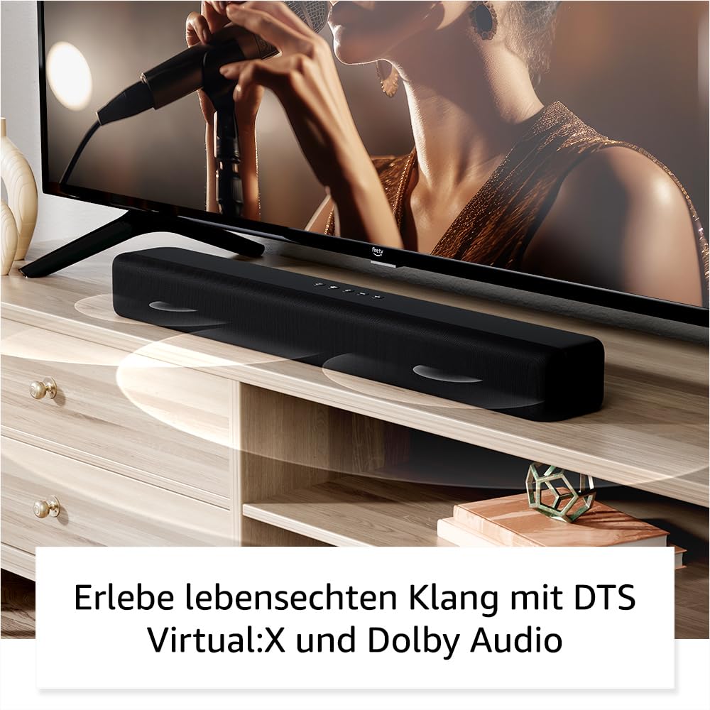 Amazon Fire TV Soundbar, 2.0-Lautsprecher mit DTS Virtual:X und Dolby Audio sowie Bluetooth-Unterstützung 2