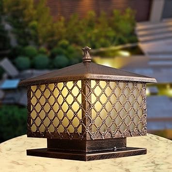 CHHD Poste de Luces al Aire Libre Cuadrado Bronce Aluminio fundición a