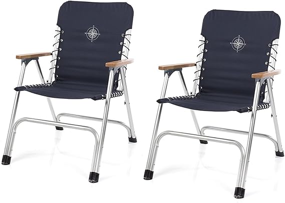 Juego de 2 sillas plegables para barcos en color azul marino con