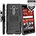 ZTE Blade Spark Case with HD Screen Protector,IDEA LINE(TM) Heavy Duty Armor Shock Proof Dual Layer Holster Locking Belt Swivel Clip with Kick Stand - Black