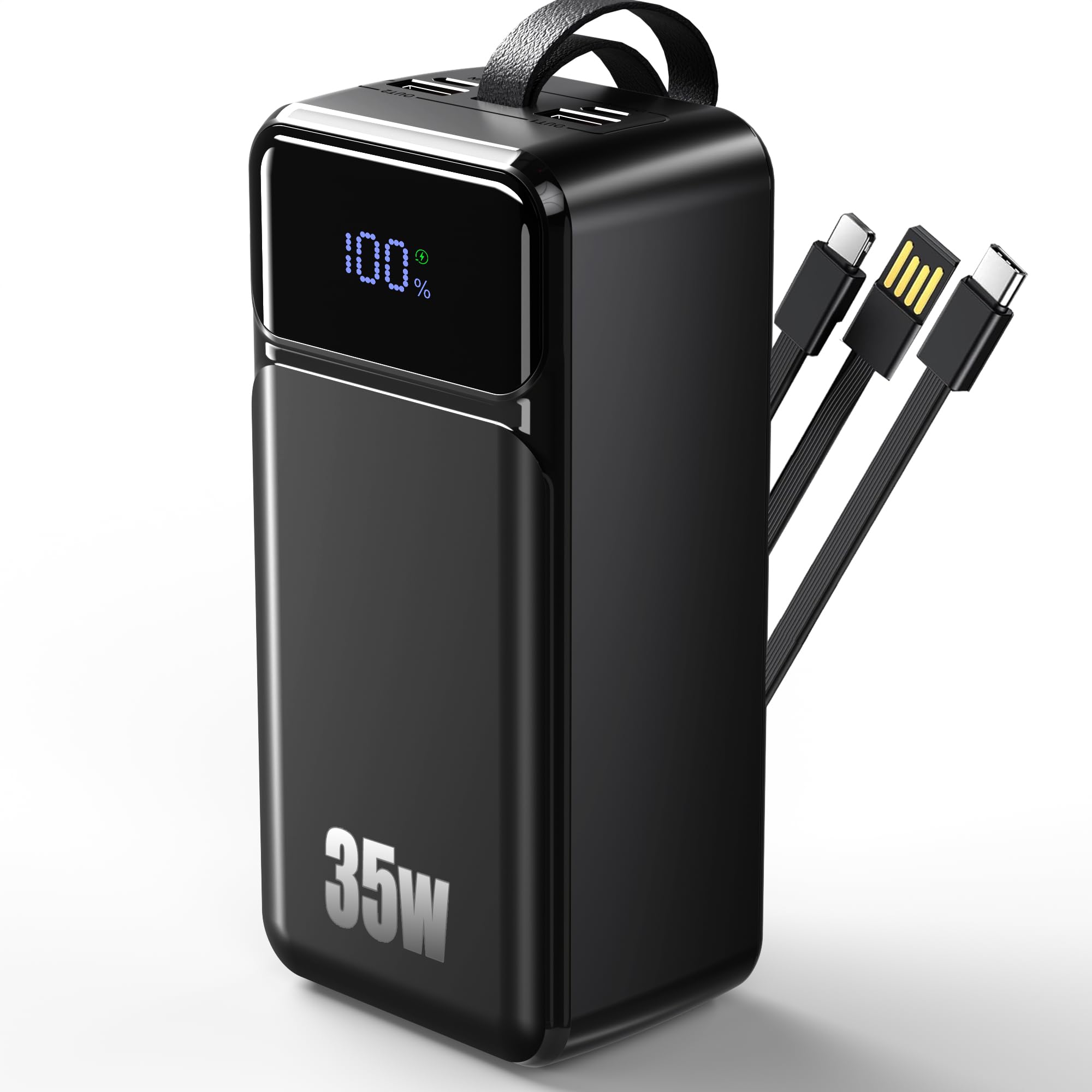 Feidyns 80000mAh Power Bank, 35W Fast Charging Portable Charger Built-in 3 Cables with 7 Ports, High Capacity External Battery Pack for iPhone,Galaxy,Steam Deck, Camping Travel Essentials