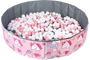 OMNISAFE 40x11Inch Kids Ball Pit Without Balls, Foldable & Portable & Reusable Balls Pool for Toddlers, Play Pool for Dog, Indoor & Outdoor Use, Oversized (Unicorn)