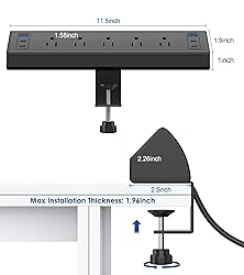 Jgstkcity Desk Clamp Power Strip USB C,40W Total