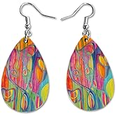 Maureen Claffy Artist Collection | Cut To The Light Teardrop Dangle Earrings Set | Colorful Abstract Earrings | Lightweight Boho Dangle Earrings for Women