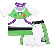 Disney Pixar Toy Story Alien Rex Slinky Dog Woody Baby Pullover Rash Guard and Swim Trunks Outfit Set Infant to Little Kid