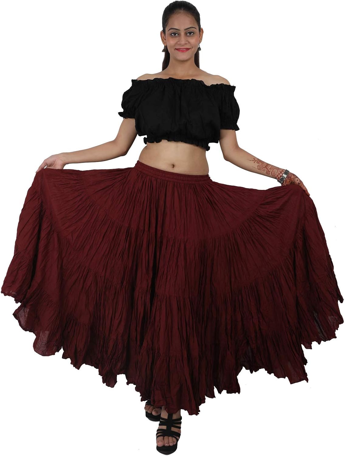 Wevez Women's Belly Dance Cotton 12 Yard Skirt, One Size, Black at  Women’s Clothing store