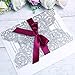ponatia 25PCS/Lot 250GSM 5.12 x 7.1'' Glitter Wedding Invitations Cards Hollow Rose with Burgundy Ribbon for Wedding Bridal Shower Engagement (Champagne Gold Glitter)