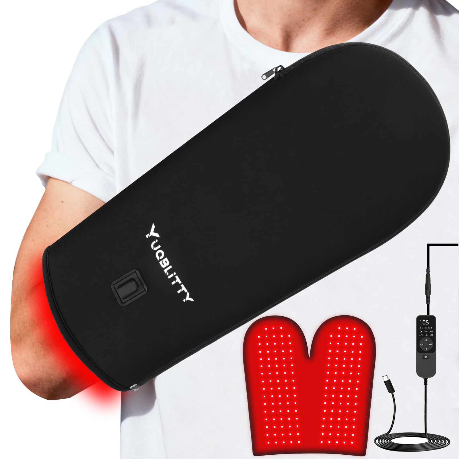 Photo 1 of Oversized Red Light Therapy Gloves for Hands Wrist Arms Joints, 660nm & 850nm Infra Red Heated Small Therapy Mat for Back Thign Relax, Timer, for Women Men, 6.6FT Cord