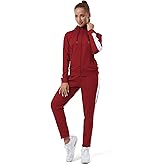 TEZO Womens Full Zip-Up Hoodie Tracksuit Set Long Sleeve Casual Jogging Suits Workout Gym 2 Piece Outfits with Pockets