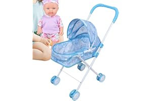 Babys Doll Stroller, House Play Stroller with Canopy, Small Babys Folding Pushchair with Space Saving Build, for Kids, Boys, 