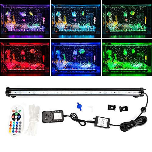 LONDAFISH Aquarium Air Bubble Lights LED Fish Tank Light Lighting Remote Control 3.8W/5.8W 16 Colors (5.8W/27 Lights)