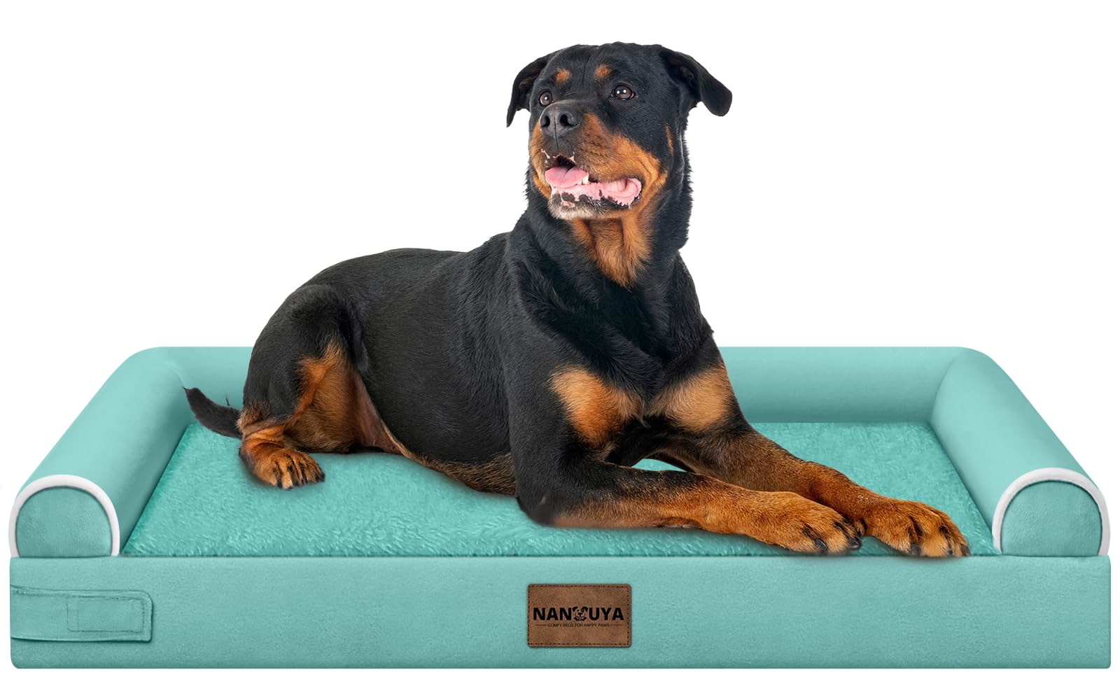 Large Dog Bed Orthopedic Washable: Beds Bolster XXL Bed Big XLarge Dogs Egg Crate Foam Sofa Couch Waterproof Removable Cover - Aqua Blue Image