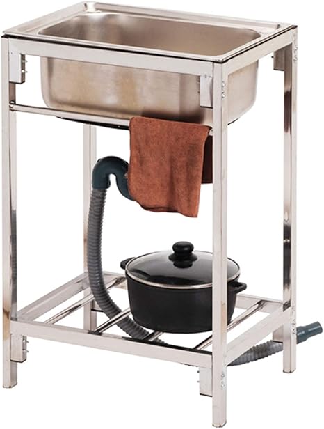 Amazon Co Jp ステンレス鋼シングルボウルバーシンク シンプルなキッチンシンク 洗面器ブラケット付き家庭用洗面台 商業用ユーティリティストレージガーデンシンク ホーム キッチン
