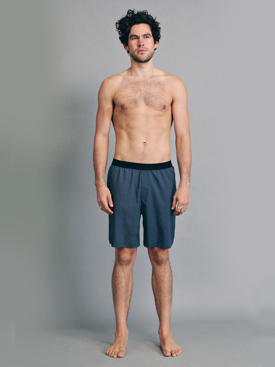 OHMME Mens Yoga Shorts, Yoga Clothing Warrior I Short Pants (L, Slate Grey)