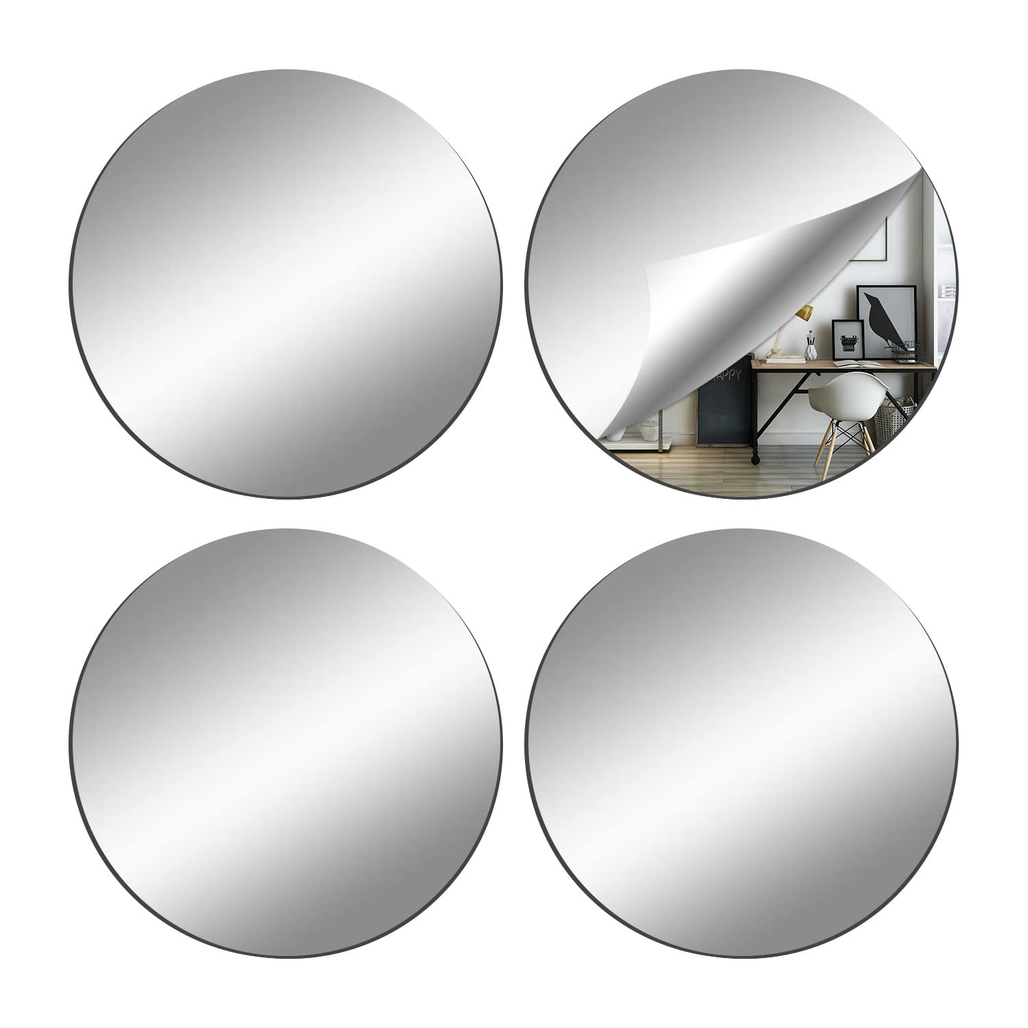 Photo 1 of *PARTIAL SET*
DARENYI 4Pcs Glass Round Mirror Tile, 6 Inch Self Adhesive Sticker, Small Circle Sheet for DIY Crafts, Plates Trays for Wedding Table Centerpieces Walls Decor