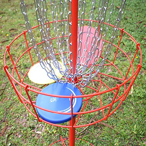CROWN ME Disc Golf Basket Target Include 3 Discs, 24Chain Portable