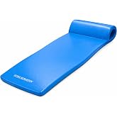 TRC Recreation Ultra Sunsation 2.5&rdquo; Thick Vinyl Coated Foam Swimming Pool Float Mat Adult Lounger with Built-in Roll Pillow