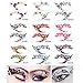 Tmalltide 10 Pair Fun Temporary Eye Tattoo Makeup Transfer Eyeshadow Stickers Eyeliner Crystal Gem Glitter Liner Packs- Butterfly, Wings, Star - Random StylesTransfer