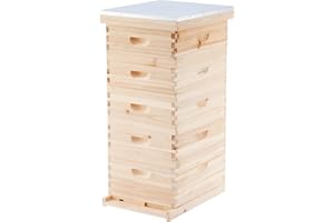 CREWORKS 5 Layer Bee Hive, Beehive for Honey, Bee Box Beekeeping Supplies, Hive Kit for Starter Beekeeper (No Frames)